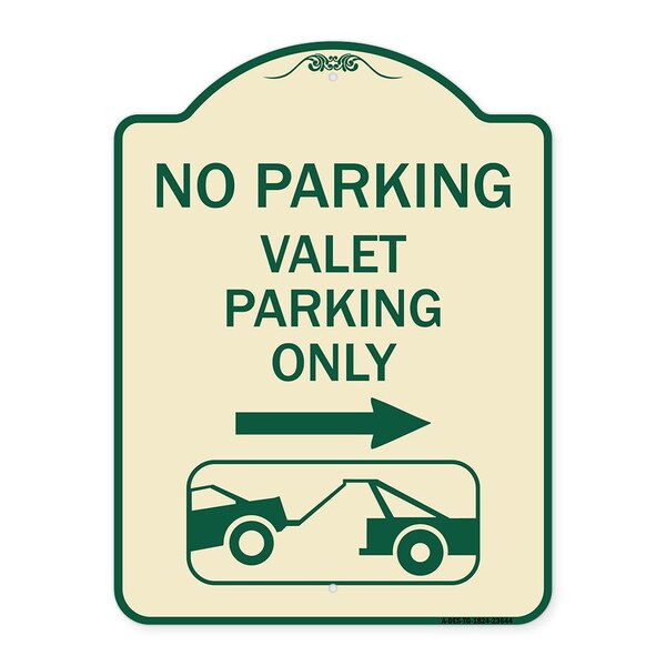 No Parking Valet Parking Only Heavy-Gauge Aluminum Architectural Sign, 24" x 18", TG-1824-23644